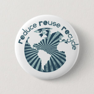 Reduce Reuse Recycle Planet Earth's Resources 6 Cm Round Badge