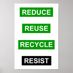 Reduce Reuse Recycle Resist poster