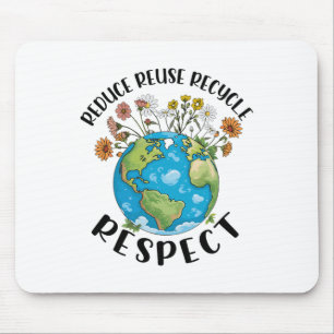 Reduce Reuse Recycle Respect Earth Day Teacher Gir Mouse Pad