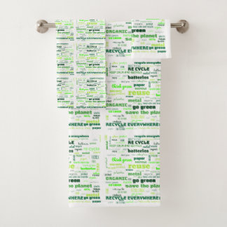 Reduce, Reuse, Recycle Word Cloud Bath Towel Set