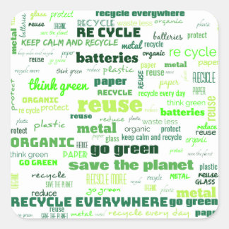 Reduce, Reuse, Recycle Word Cloud Square Sticker