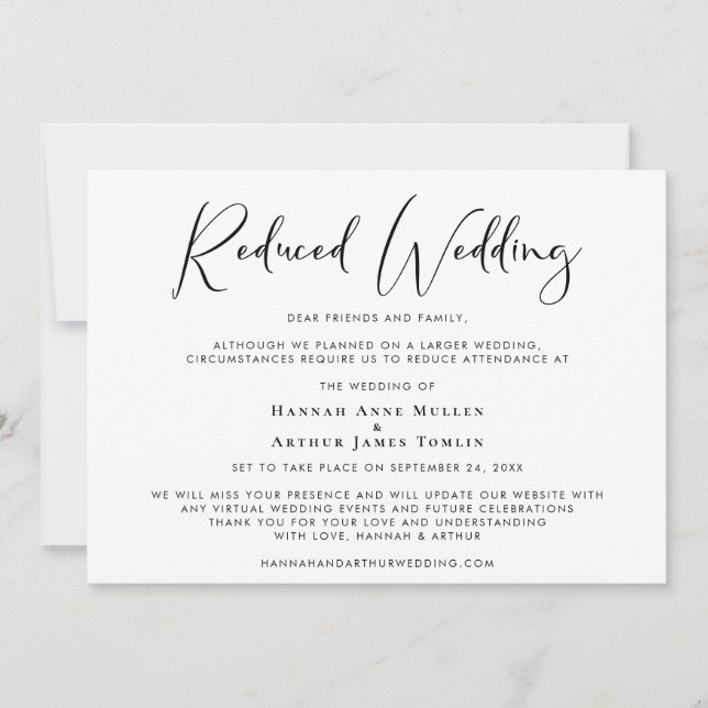 Reduced Wedding Elegant Calligraphy Announcement (Front)