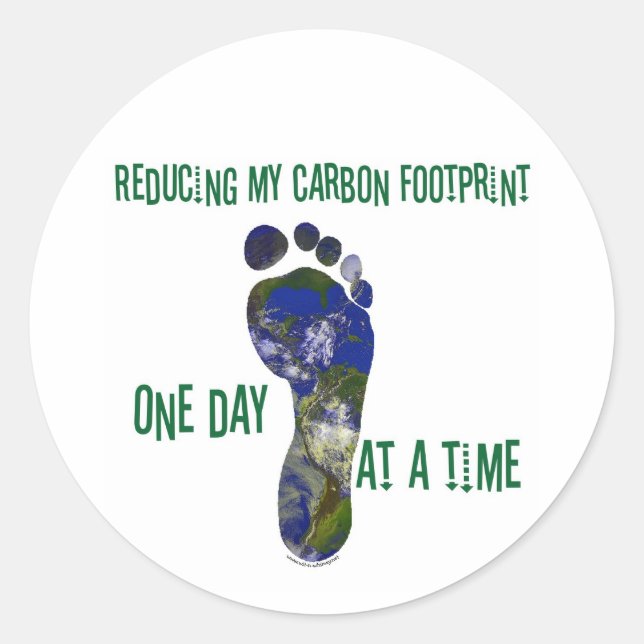 Reducing my carbon footprint t-shirts and gifts. classic round sticker (Front)