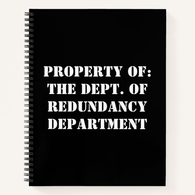 Redundancy Department Property Notebook (Front)
