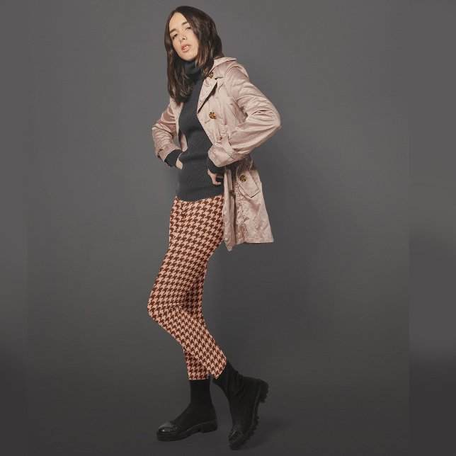 Redwood Antique Brass Houndstooth Patterned Plaid  Leggings (Creator Uploaded)