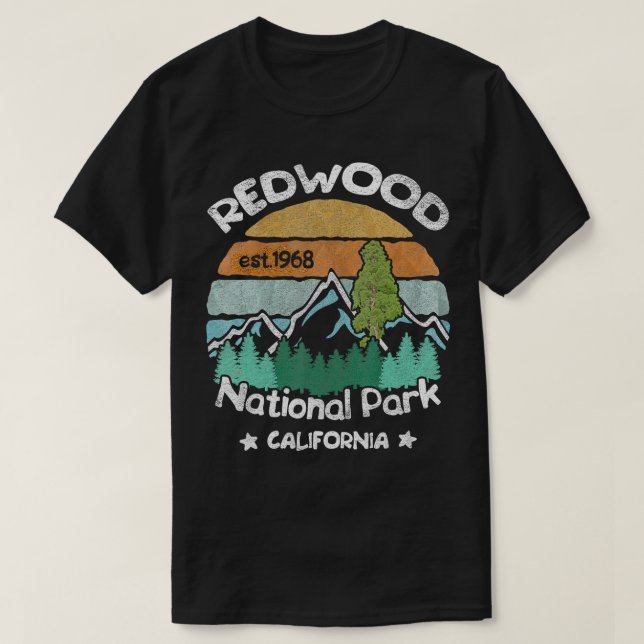 Redwood California US National Park Camping Hiking T-Shirt (Design Front)