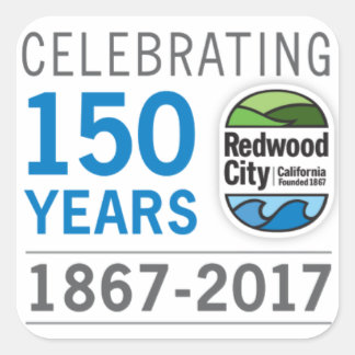 Redwood City 150th Anniversary Square Sticker