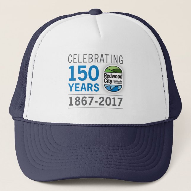 Redwood City 150th Anniversary Trucker Hat (Front)