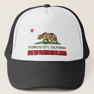 redwood city california flag trucker hat