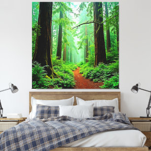 Redwood Forest Misty Tranquillity Design Canvas Print