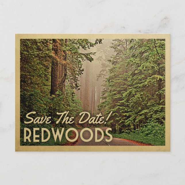 Redwood Forest Save The Date Humboldt California Announcement Postcard (Front)