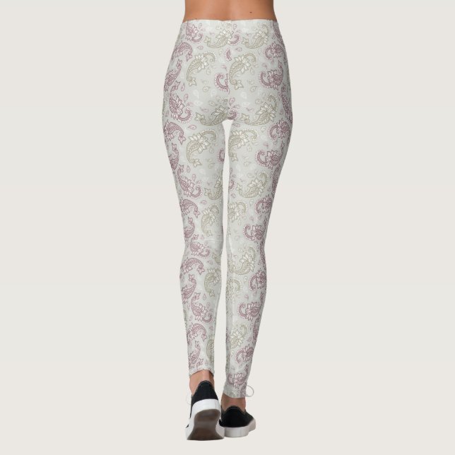 Redwood-Green Paisley Pattern Leggings (Back)
