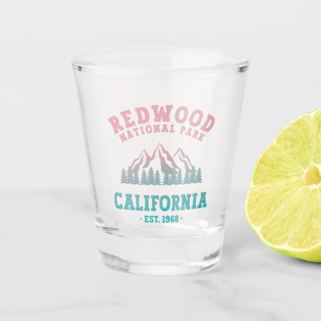Redwood National Park California Gradient Shot Glass (Front)