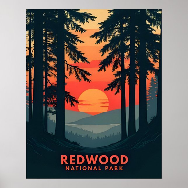 Redwood National Park California Retro Vintage Poster (Front)