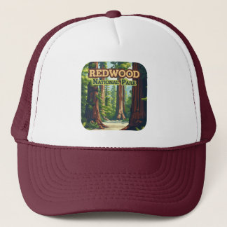 Redwood National Park California Tree Retro Trucker Hat