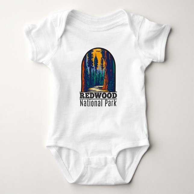 Redwood National Park California Vintage Baby Bodysuit (Front)