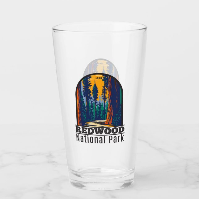 Redwood National Park California Vintage Glass (Front)