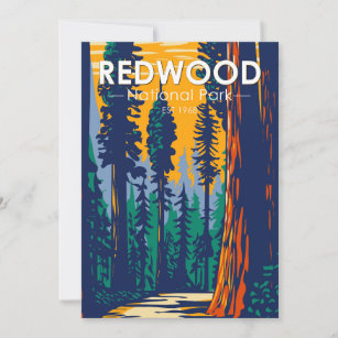 Redwood National Park California Vintage  Holiday Card