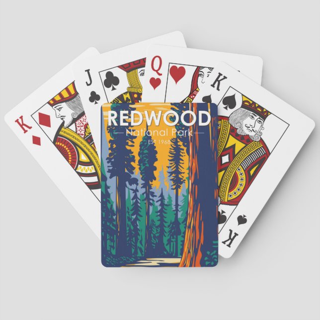 Redwood National Park California Vintage  Playing Cards (Back)
