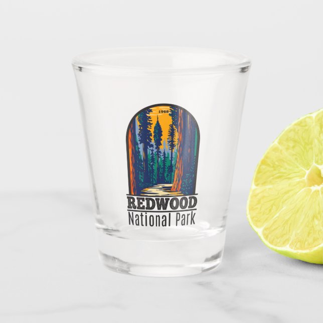 Redwood National Park California Vintage Shot Glass (Front)