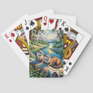 Redwood National Park Colorful Animal Cute Otters Playing Cards
