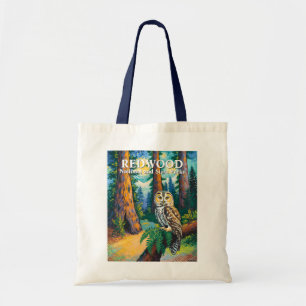 Redwood National Park Colorful Forest Owl Wildlife Tote Bag
