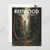 Redwood National Park Illustration Trail Vintage Postcard (Front/Back)