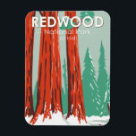 Redwood National Park In Winter California Vintage Magnet<br><div class="desc">Redwood vector artwork design with a winter setting. The park protects vast prairies,  oak woodlands,  wild rivers,  and 40 miles of rugged coastline.</div>