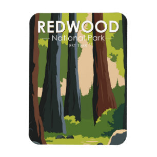 Redwood National Park Minimal Vintage Magnet