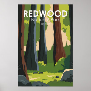 Redwood National Park Minimal Vintage Poster