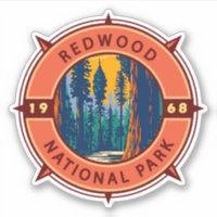 Redwood National Park Retro Compass Emblem 