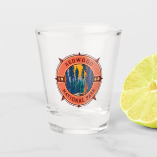 Redwood National Park Retro Compass Emblem Shot Glass
