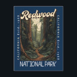 Redwood National Park Retro Distressed Postcard<br><div class="desc">Redwood vector artwork design. The park protects vast prairies,  oak woodlands,  wild rivers,  and 40 miles of rugged coastline.</div>