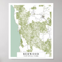 Redwood National Park Retro Street Map