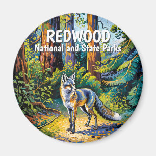 Redwood National Park VIntage Forest Fox Wildlife Magnet