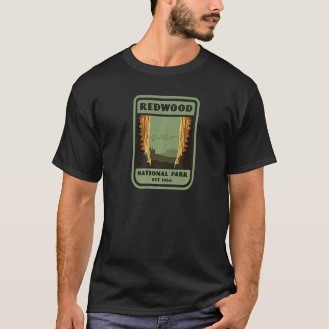 Redwood National Park Vintage Style Badge T-Shirt (Front)