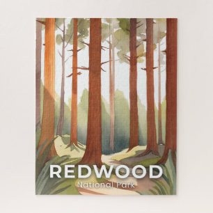 Redwood National Park Watercolor Travel Art Jigsaw Puzzle