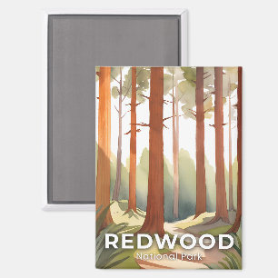 Redwood National Park   Watercolor Travel Art Magnet