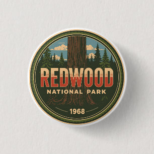 Redwood natioonal state park, Coastal California 3 Cm Round Badge