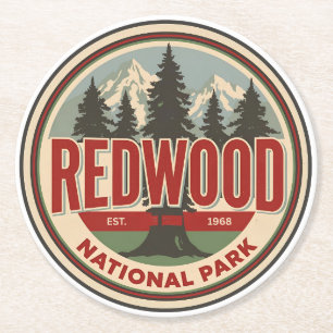 Redwood natioonal state park, Coastal California Round Paper Coaster