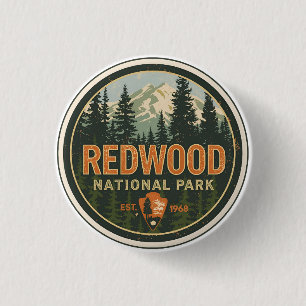 Redwood natioonal state park, Coastal California S 3 Cm Round Badge