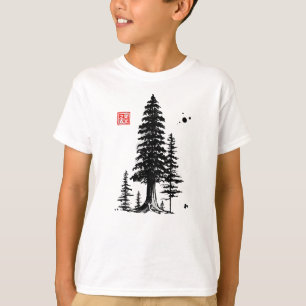 Redwood Trees Forest Sumi-e T-Shirt
