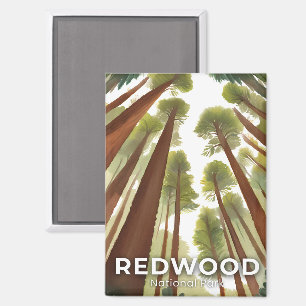 Redwood Trees National Park Watercolor Travel Magnet