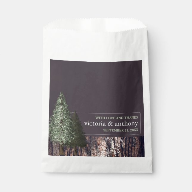 Redwoods & Bark, Rustic Wedding Favour Bags (Front)
