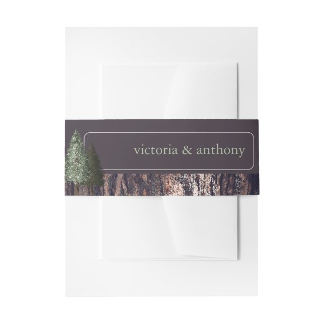Redwoods & Bark, Rustic Wedding Invitation Belly Band (Front Example)