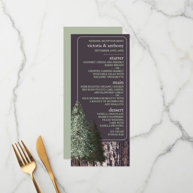 Redwoods & Bark, Rustic Wedding Menu (Front/Back In Situ)