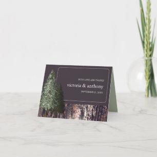 Redwoods & Bark, Rustic Wedding Thank You Card