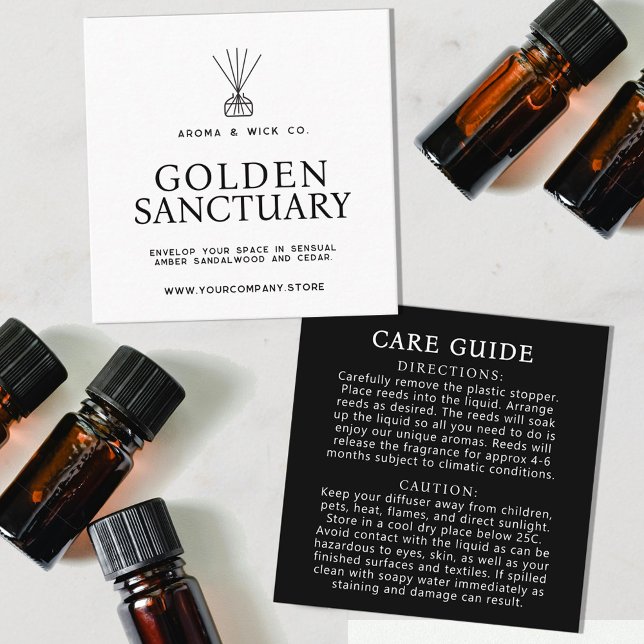 Reed diffuser care card black and white guide card (Creator Uploaded)