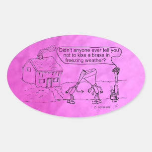 Reed Kissing Brass Oval Sticker