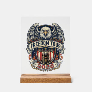 reedom Tour 2026 Vintage Eagle Motorcycle Acrylic Sign